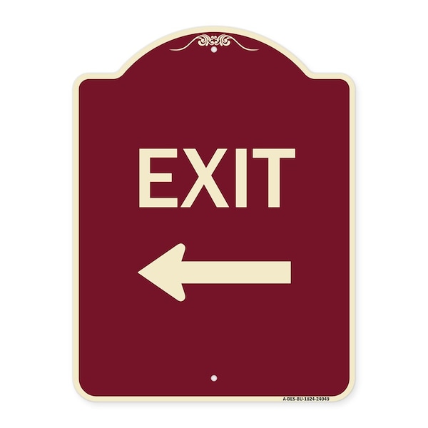Exit With Left Arrow 2 Heavy-Gauge Aluminum Architectural Sign, 24" H, 18" L, BU-1824-24049